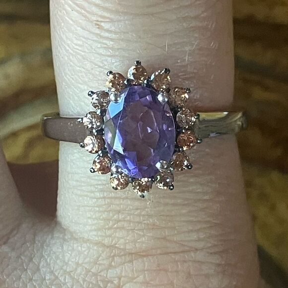 Natural Moroccan Amethyst Sterling Silver Ring Size 9 - Picture 1 of 9